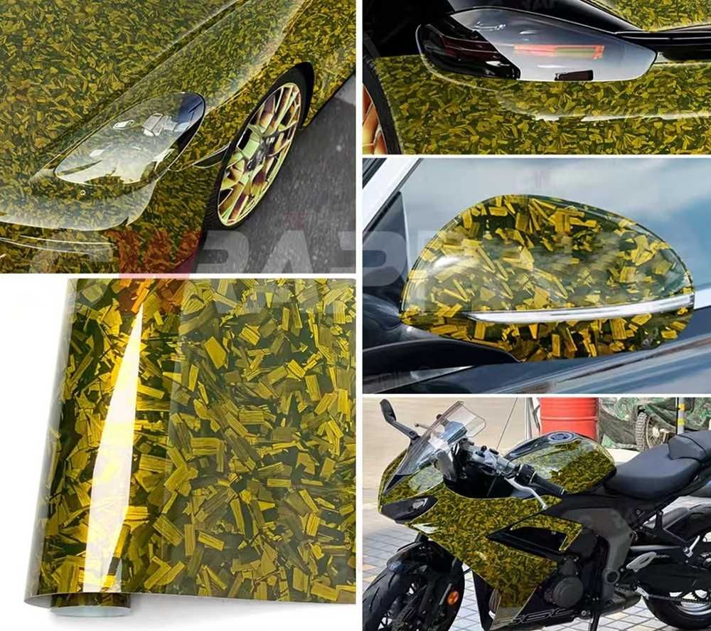 Висококачествено фолио Кован Carbon Gold за автомобил - 152х100см - снимка 2