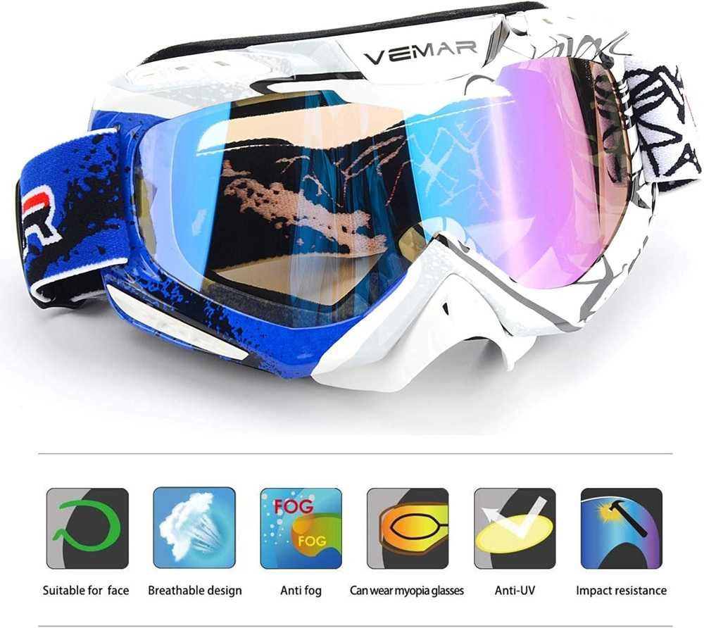 Професионални мотокрос очила VEMAR RACING - Сини - снимка 2
