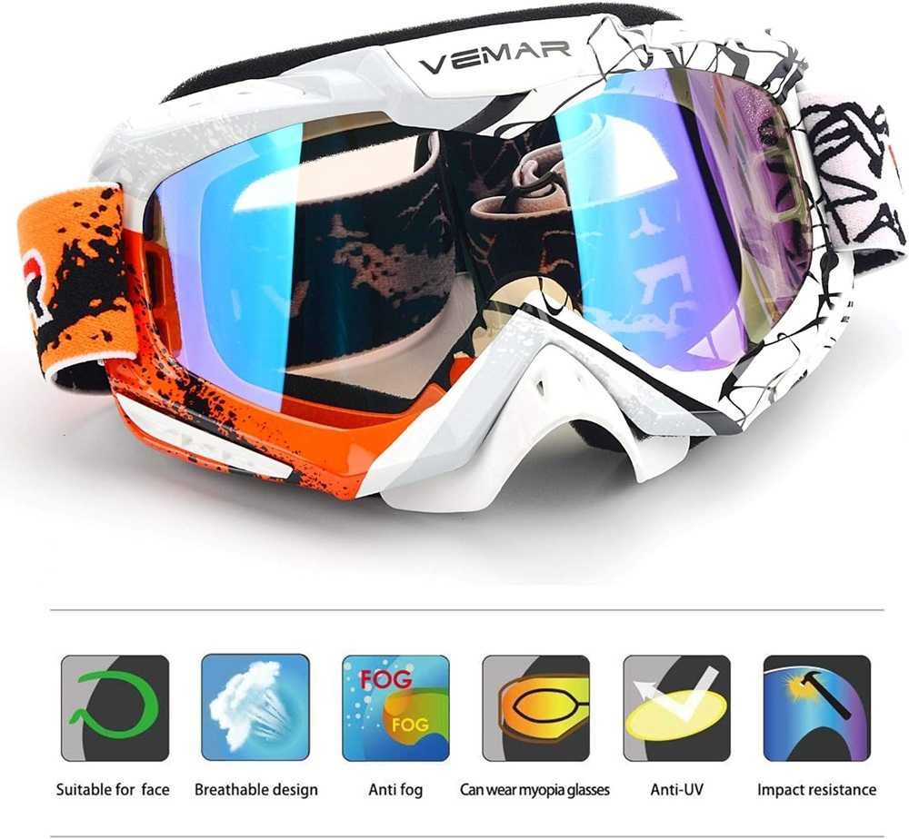 Професионални мотокрос очила VEMAR RACING - Оранжеви - снимка 2