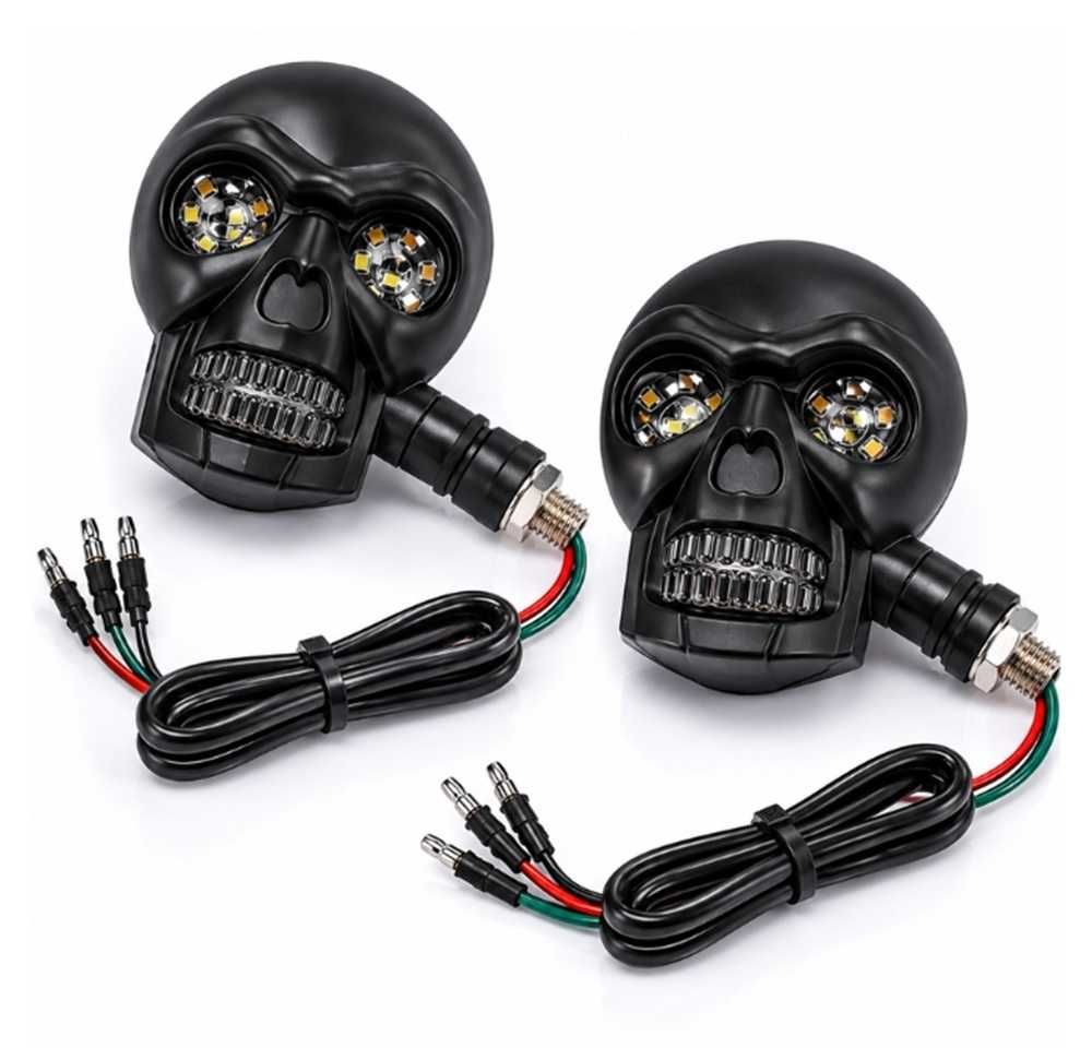 Комплект LED мигачи за мотоциклет с дизайн на череп - 2 броя. - снимка 2