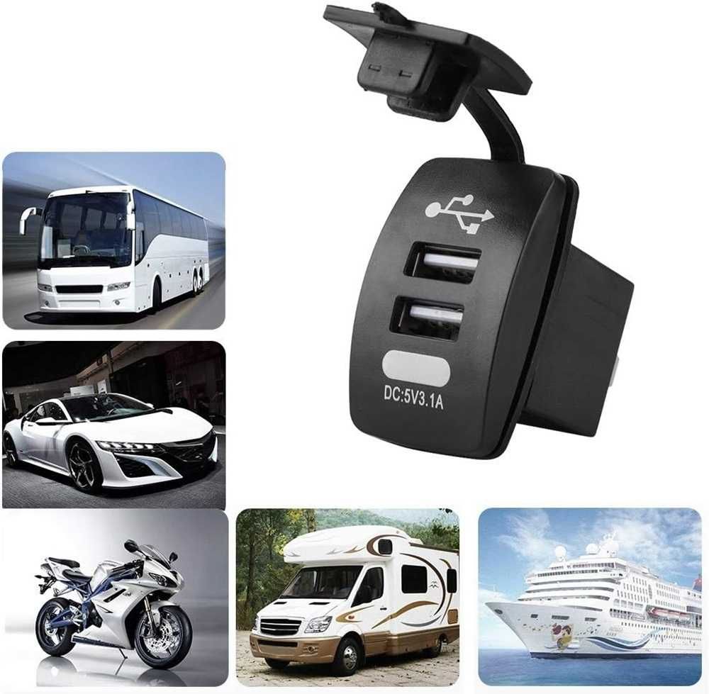 Зарядно с 2 USB портове за вграждане за автомобил- 12/24V- DC 5V/3.1A. - снимка 1