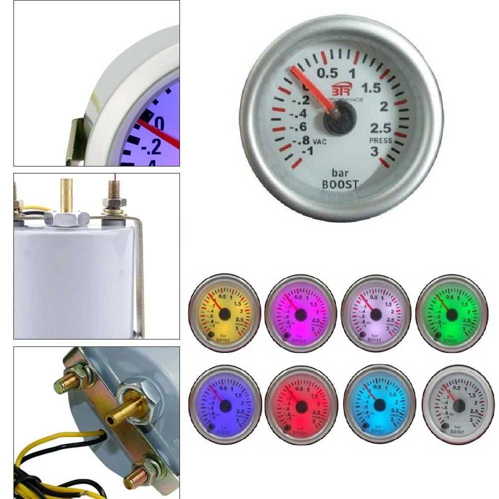 Уред за налягането на турбината Boost Meter RGB - 3 bar/52мм/7 цвята. - снимка 1