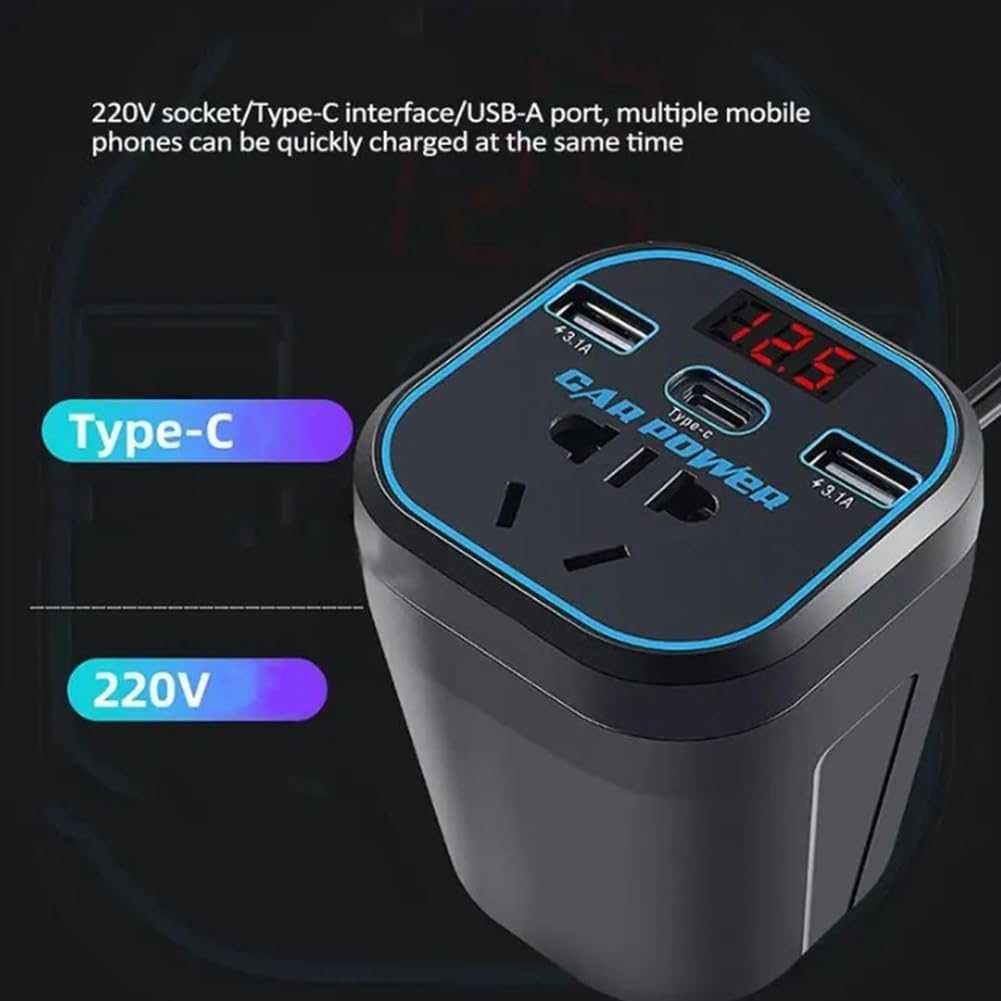 Автомобилен Инвертор/Преобразувател на напрежение 12V/24V към 220V. - снимка 4