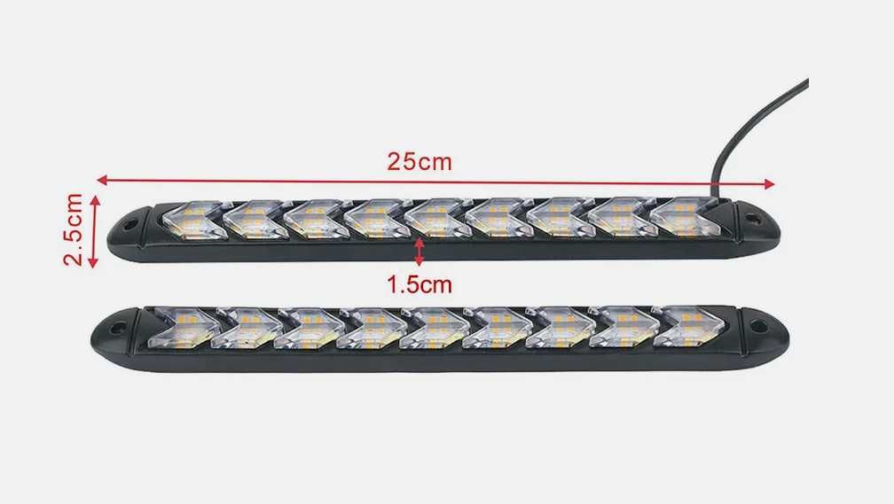Дневни 9 LED светлини гъвкави с вграден бягащ мигач - 25см. 2 броя - снимка 5