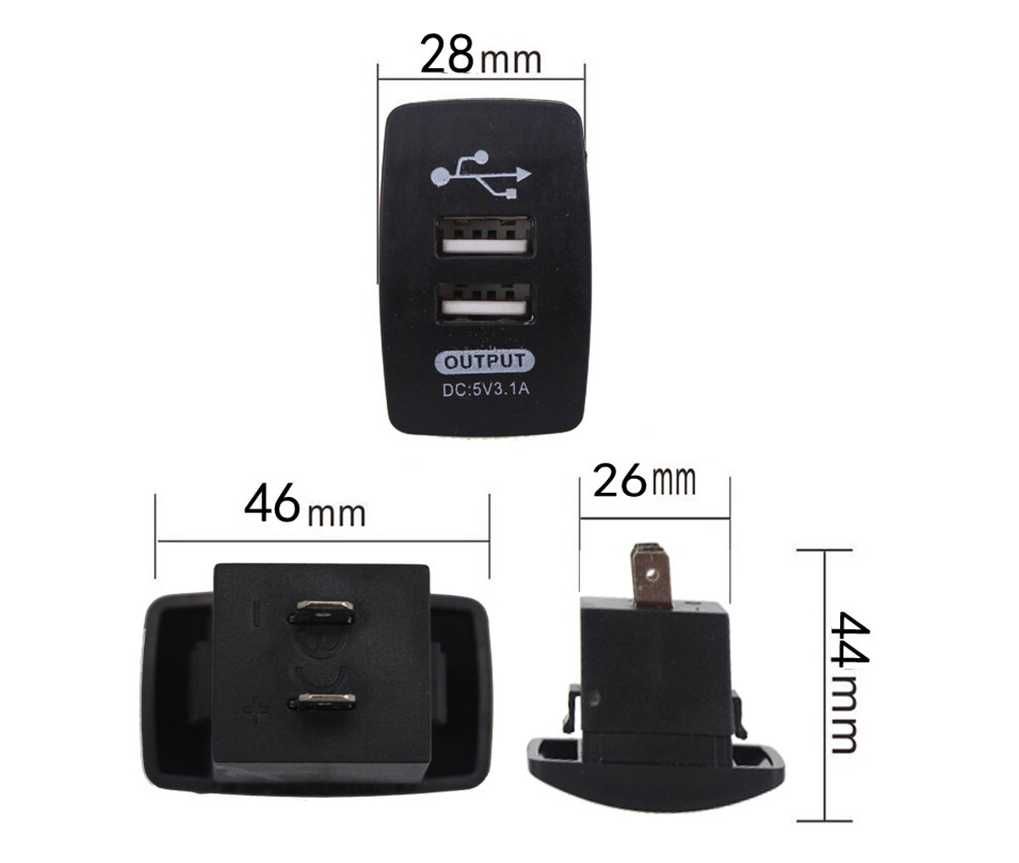 Зарядно с 2 USB портове за вграждане за автомобил- 12/24V- DC 5V/3.1A. - снимка 4