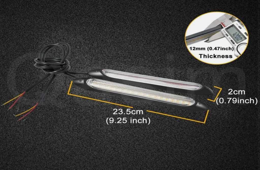 Дневни LED гъвкави светлини с бягащ мигач 23.5см - 2 броя. - снимка 4