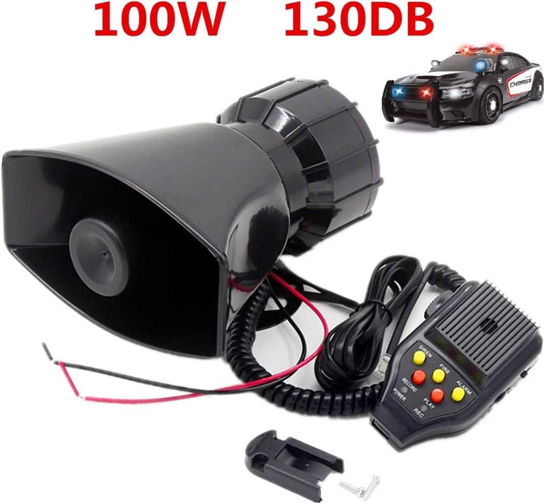 Авто Сирена с 3 мелодии, микрофон и функция запис - 12V 100W - снимка 1