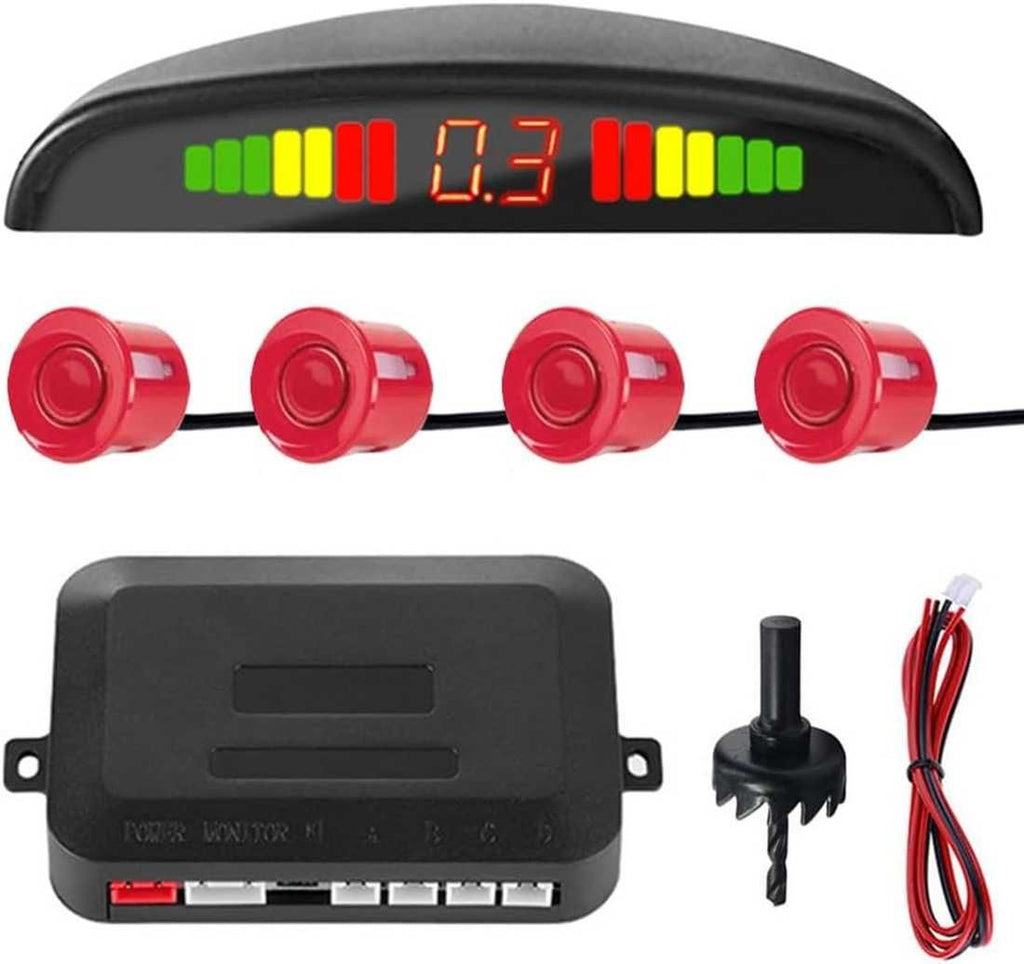 Парктроник с 4 сензора LED Display и звукова сигнализация - Червен - снимка 1