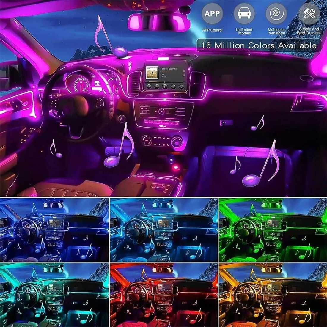 LED RGB лента за интериорно осветление на автомобил с дължина 6 метра - снимка 4