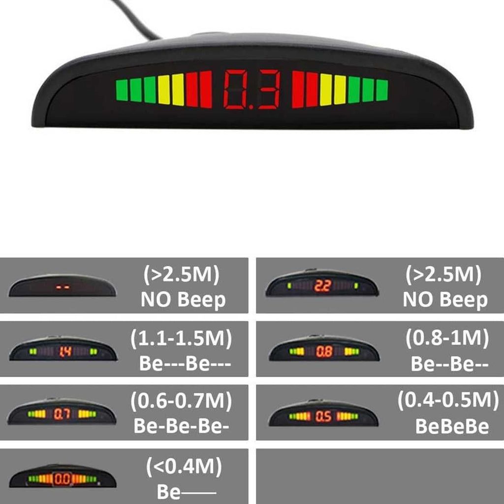 Парктроник с LED дисплей и звукова сигнализация с 4 сензора - Черен. - снимка 5