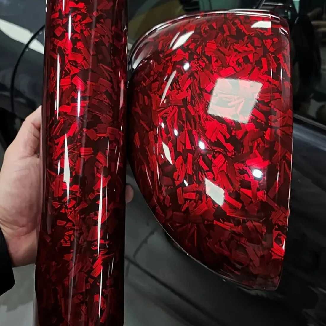 Висококачествено червено фолио Кован Carbon за автомобил - 152х100см - снимка 2