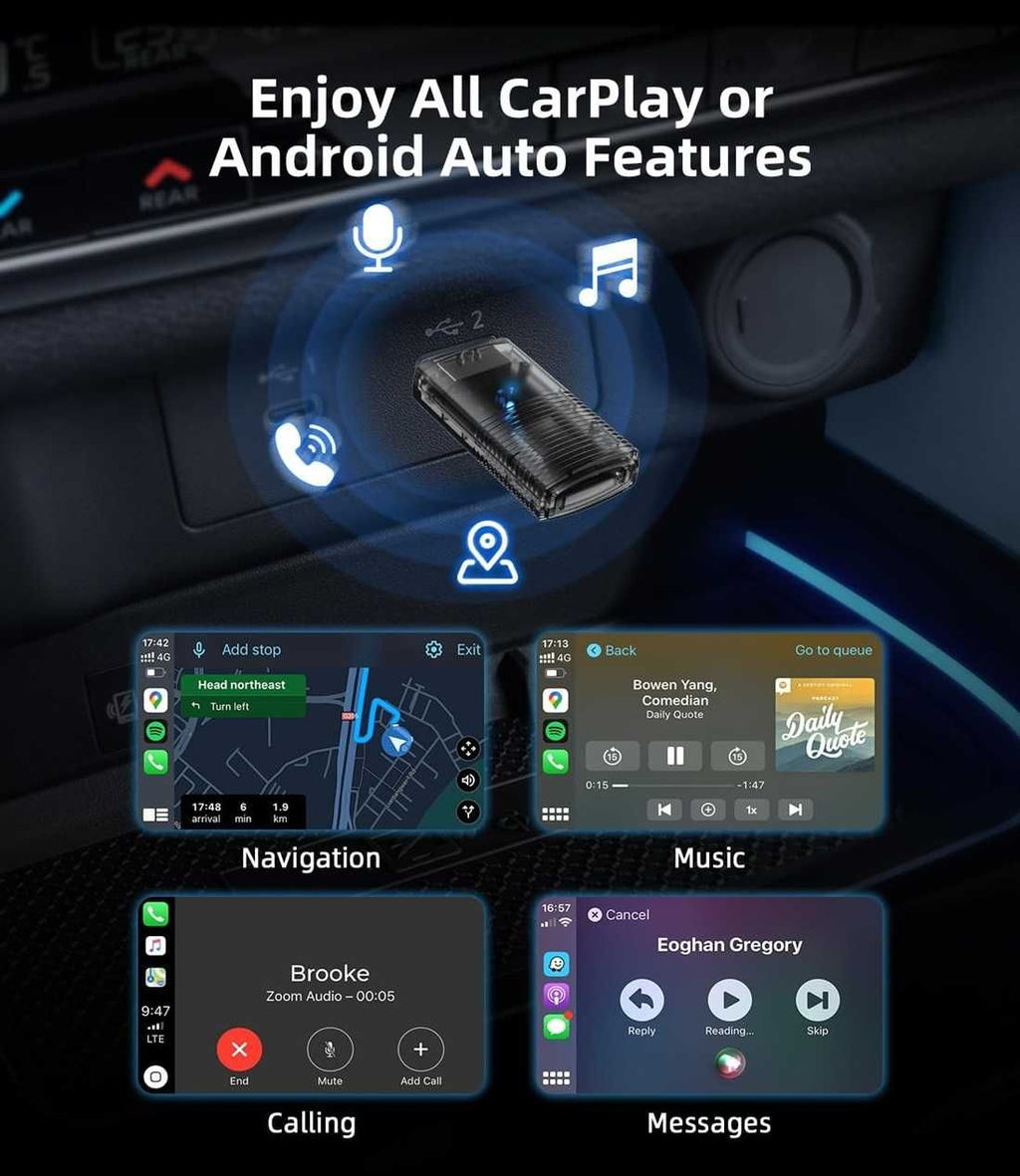 Мини WiFi Адаптер за безжична връзка с CarPlay / AndroidAuto. - снимка 4