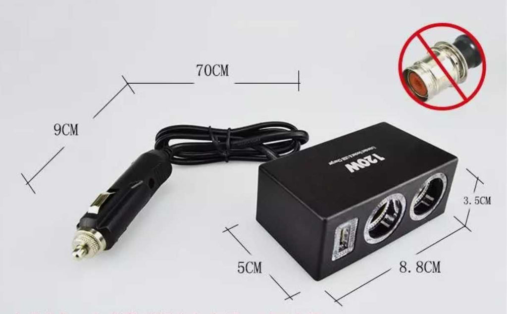 Двоен разклонител на запалката + 1 USB изход - 120W, 12V/24V. - снимка 6