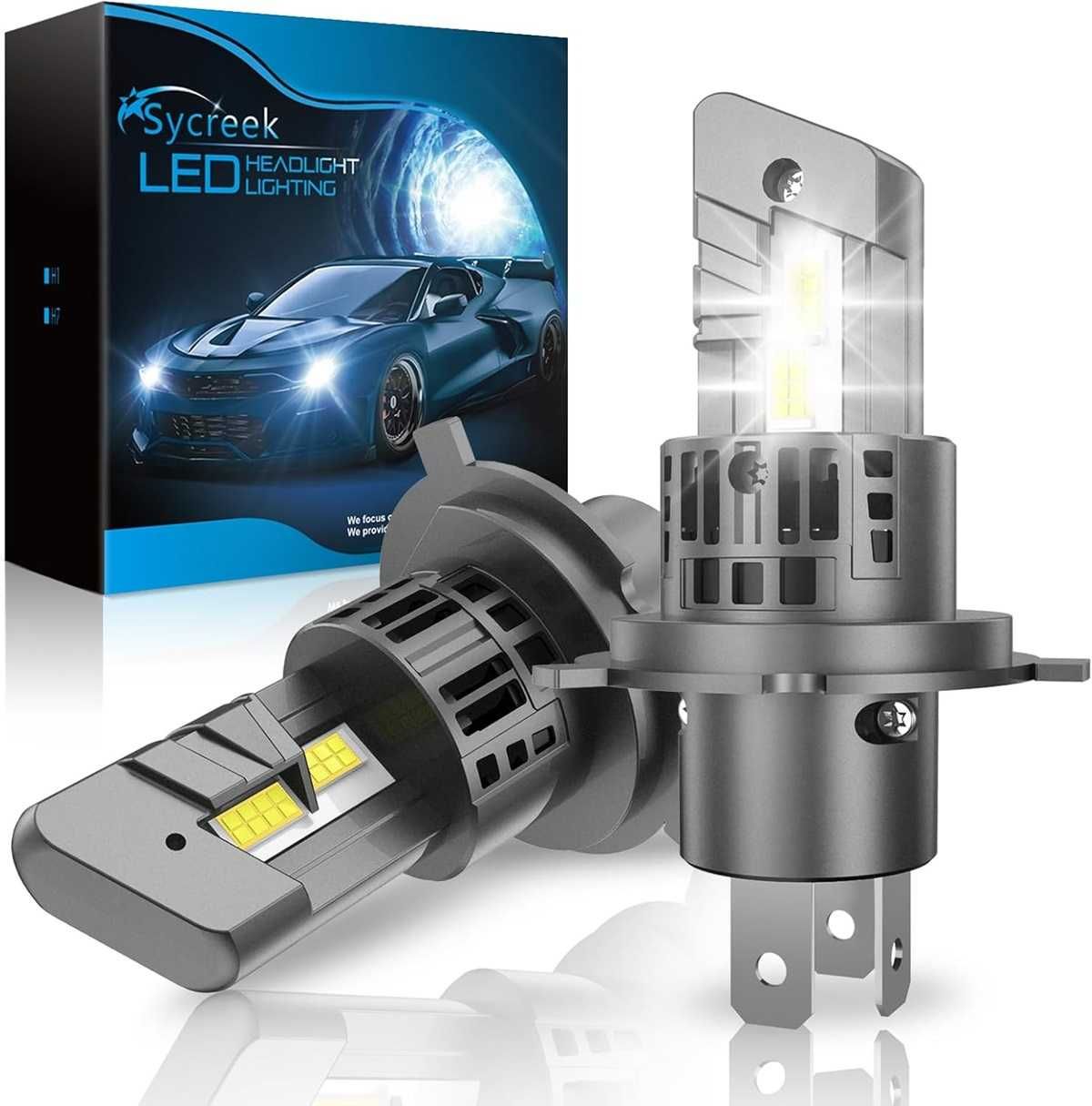 60W LED Мини Диодни крушки H4 12V - 6500K - снимка 1