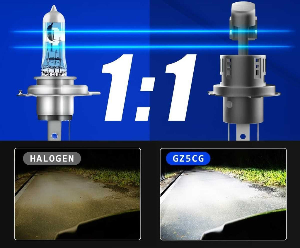 60W LED Мини Диодни крушки H4 12V - 6500K - снимка 3