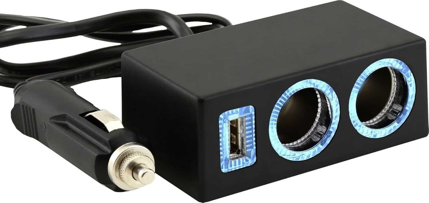 Двоен разклонител на запалката + 1 USB изход - 120W, 12V/24V. - снимка 2