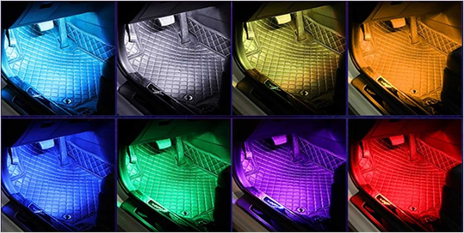 LED интериорно осветление за автомобил RGB 12V - 8 цвята/12 диода. - снимка 3