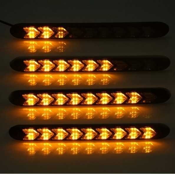 Дневни 9 LED светлини гъвкави с вграден бягащ мигач - 25см. 2 броя - снимка 3