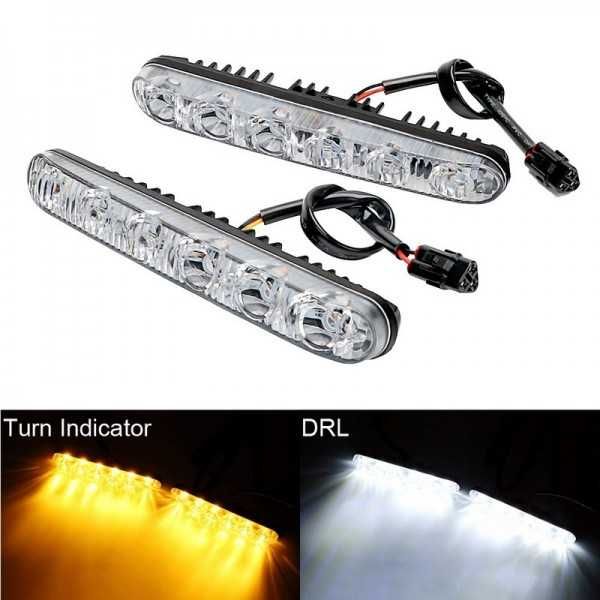 6 LED дневни светлини с вграден мигач. - снимка 1