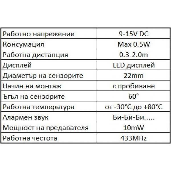 Безжичен парктроник с 4 сензора и LED дисплей - Черен - снимка 9