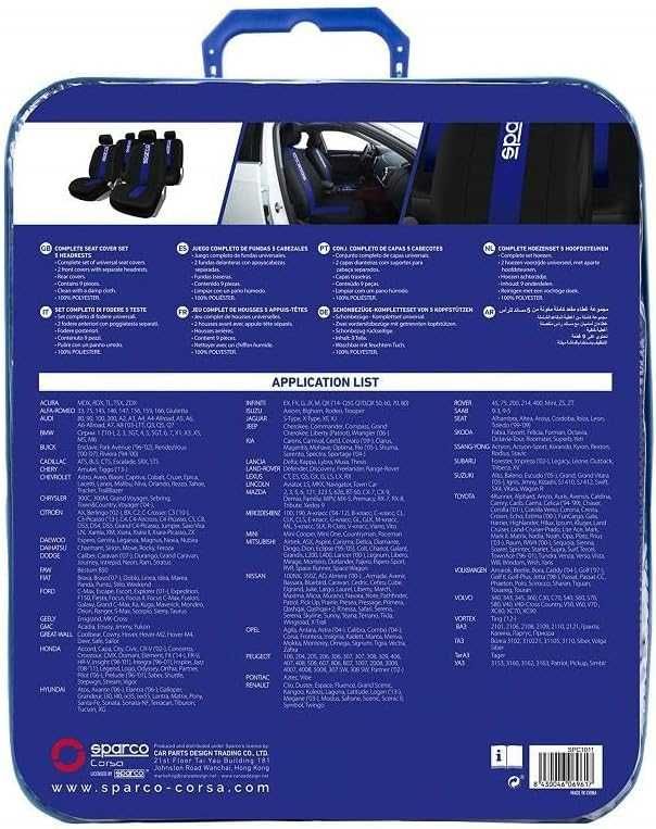 Комплект калъфи за седалки SPARCO - Черно/Синьо - 2мм Пяна. - снимка 5