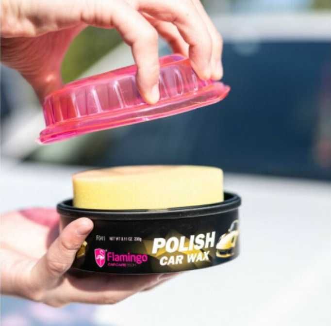 Восъчна полир паста FLAMINGО Polish Car Wax+ гъба 230 гр. - снимка 3