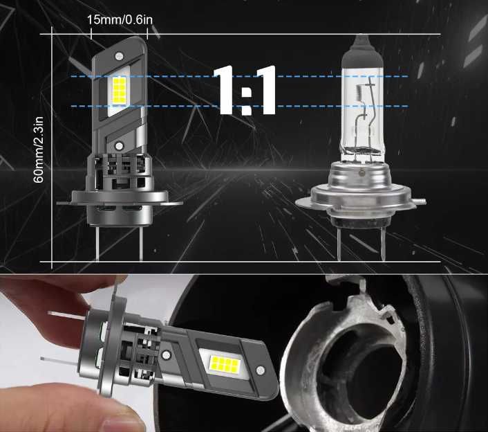 100W LED Мини Диодни крушки H7 12V +300% Светлина. - снимка 3