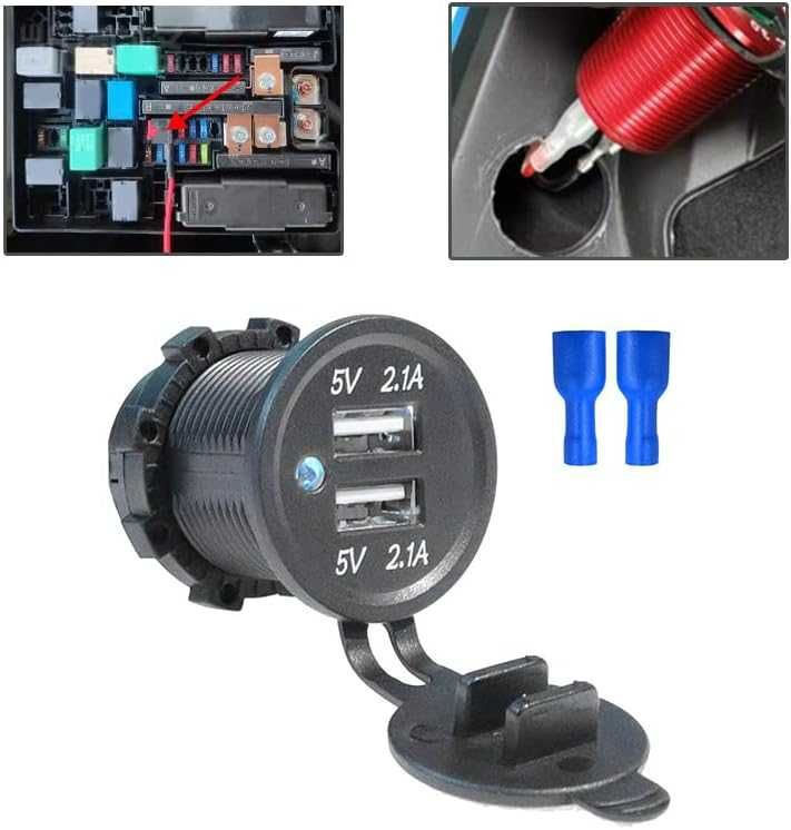 USB зарядно с 2 гнезда за вграждане в таблото 12/24V - 1A/2.1A - снимка 5