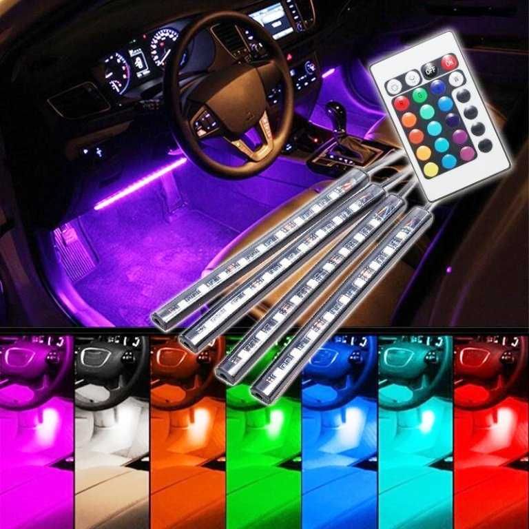 LED интериорно осветление за автомобил RGB 12V - 8 цвята/12 диода. - снимка 8
