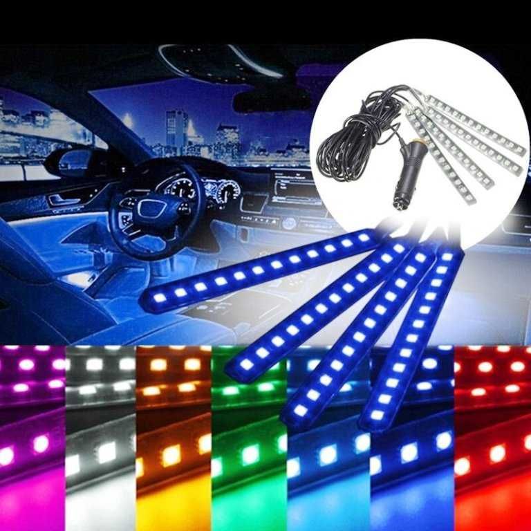 LED интериорно осветление за автомобил RGB 12V - 8 цвята/12 диода. - снимка 5