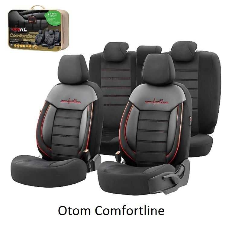 Универсална тапицерия за кола Кожа/Плат - OtoM Comfortline Черно/Червенo. - снимка 1