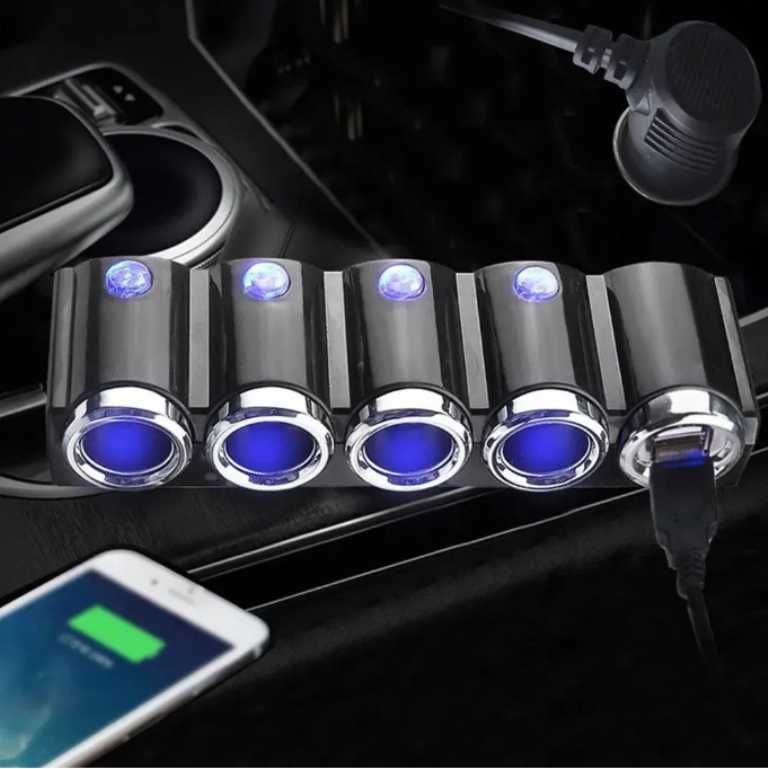 Разклонител за Запалка с 4 гнезда - 2 USB, 12-24V. - снимка 3