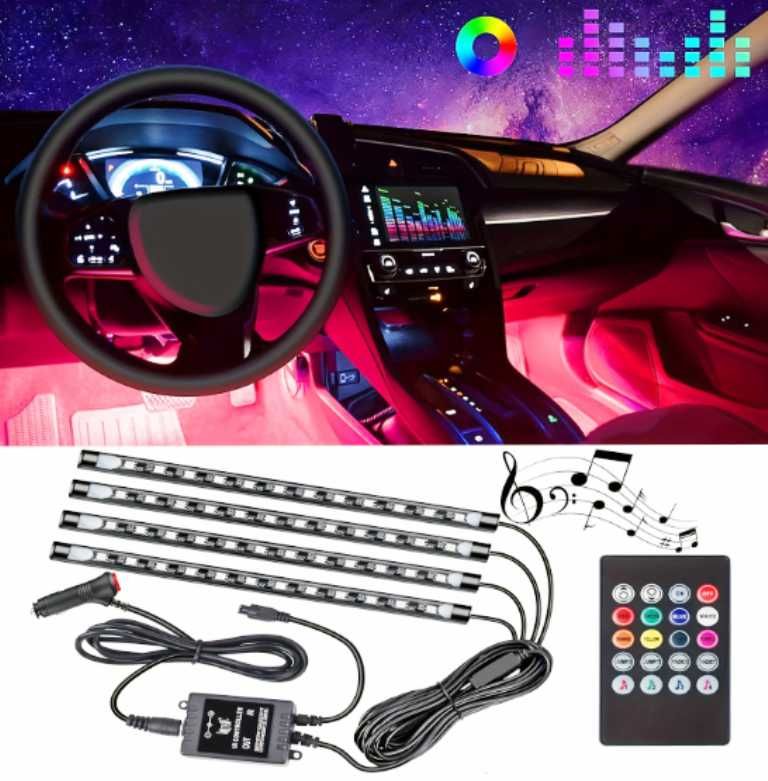 LED интериорно осветление за автомобил RGB 12V - 8 цвята/12 диода. - снимка 4