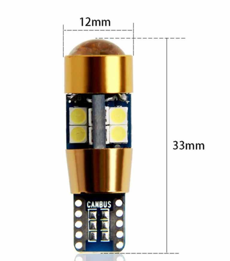 Комплект LED Диодни Крушки тип CANBUS ,19 SMD (T10) - Бели 6000К, 12V - снимка 5