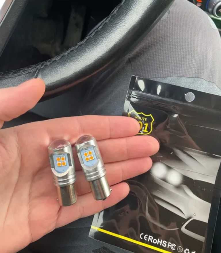 2бр LED крушки за мигач P21W с вградена лупа 12 диода. - снимка 2