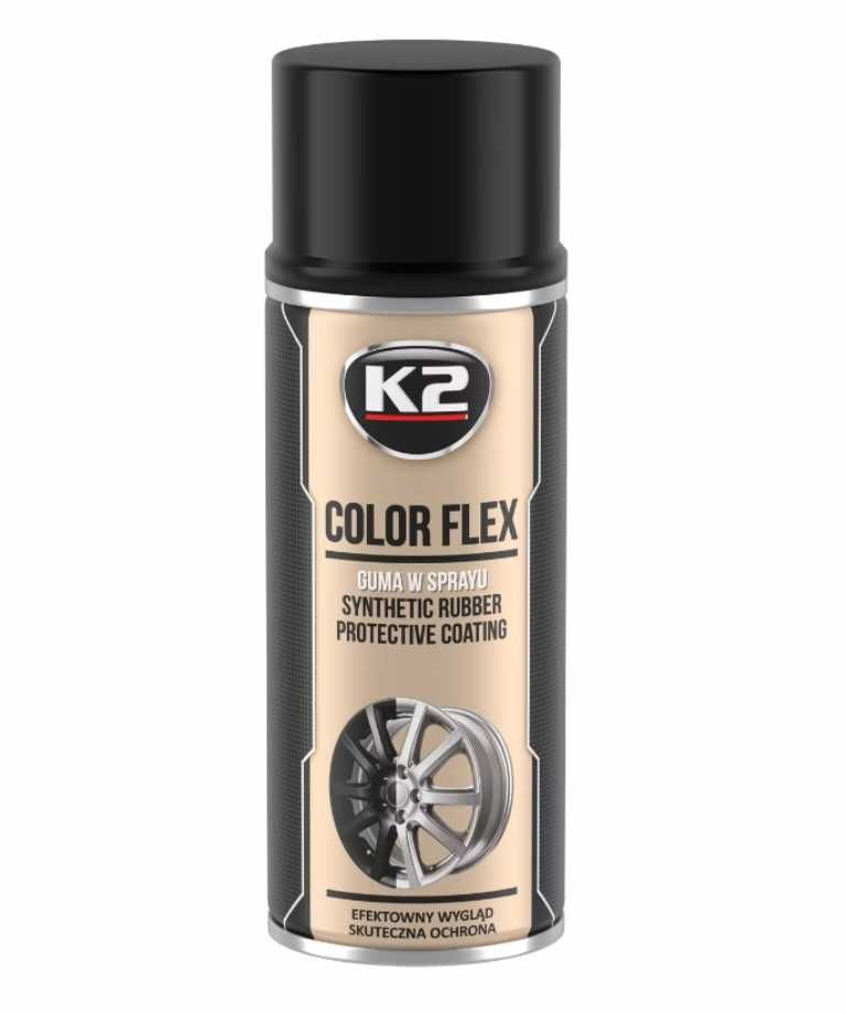 Спрей боя"K2 Color Flex" защитно гумено покритие 400 мл.- Черен Гланц. - снимка 4