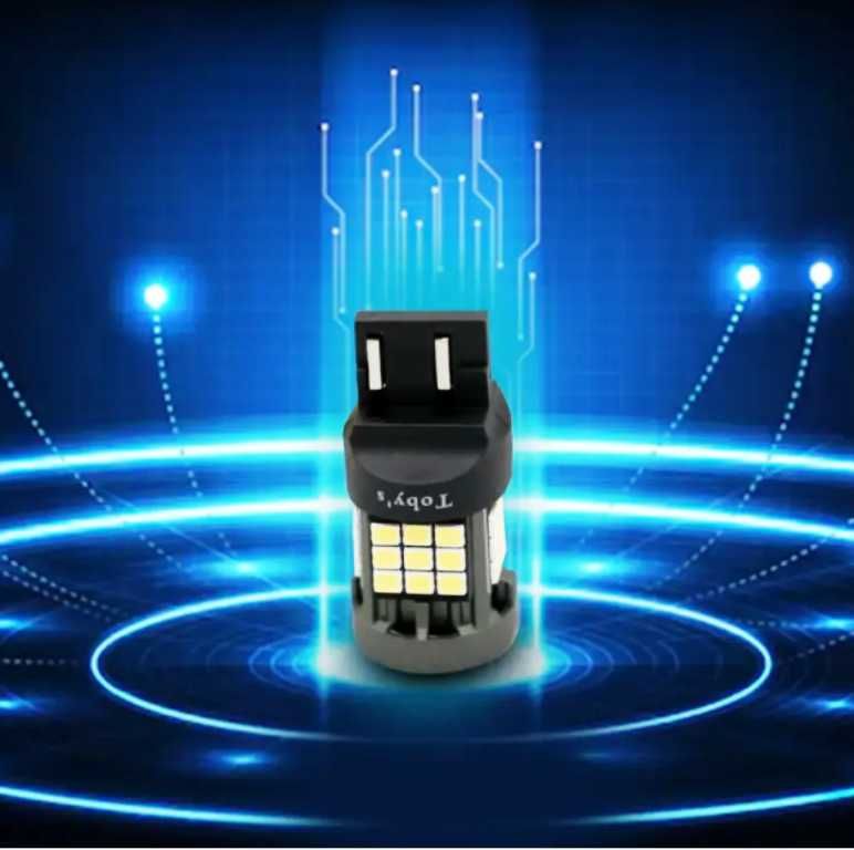 Комплект LED габаритни крушки - T20/W21/5W Canbus, 12V, 6000K - снимка 3