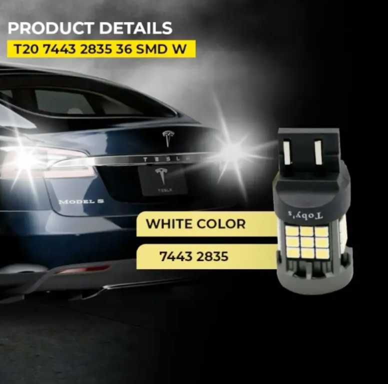 Комплект LED габаритни крушки - T20/W21/5W Canbus, 12V, 6000K - снимка 5