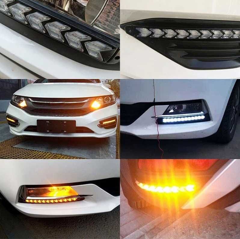 Дневни 6 LED светлини гъвкави с вграден бягащ мигач - 18.5см. 2 броя - снимка 7