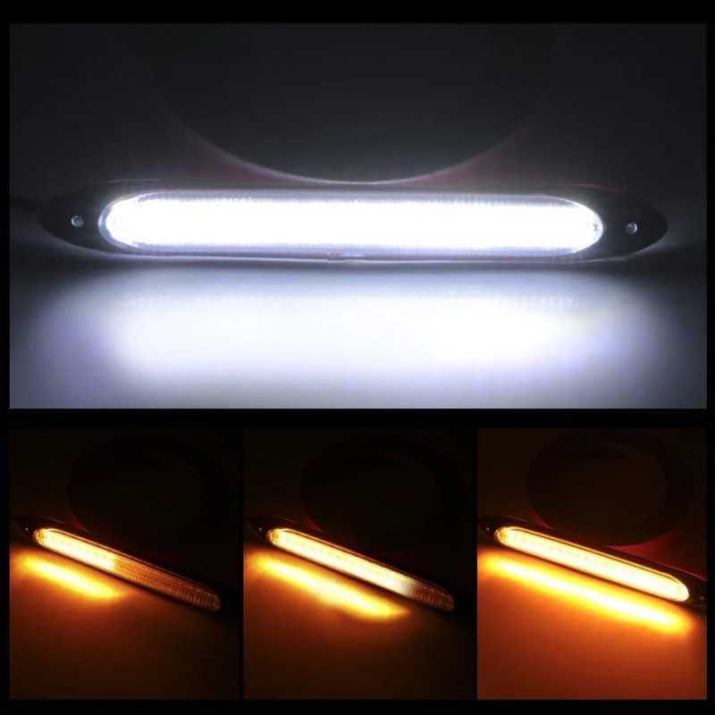 Дневни LED гъвкави светлини с бягащ мигач 23.5см - 2 броя. - снимка 3