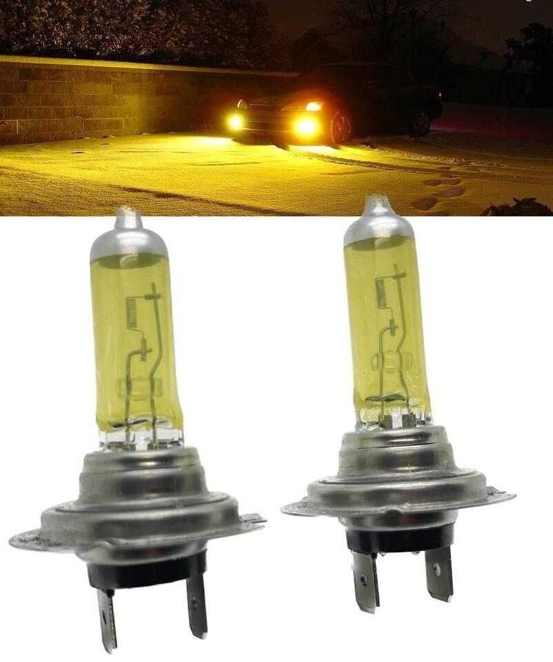 Халогенни крушки H7, 55W/ 2500K/ Жълти - 2 броя - снимка 1