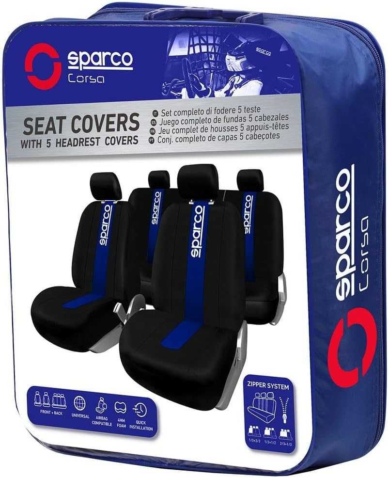 Комплект калъфи за седалки SPARCO - Черно/Синьо - 2мм Пяна. - снимка 4