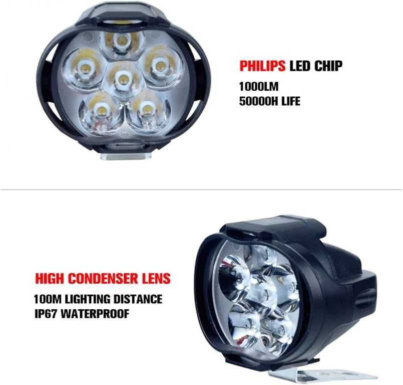 Комплект 6 LED фарове за Мотор, Скутер, ATV - 2 броя. - снимка 5