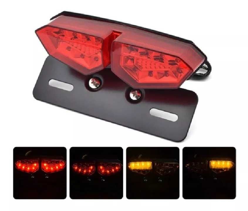 LED Стоп диоден за мотоциклет с вградени мигачи и стойка за номер. - снимка 1