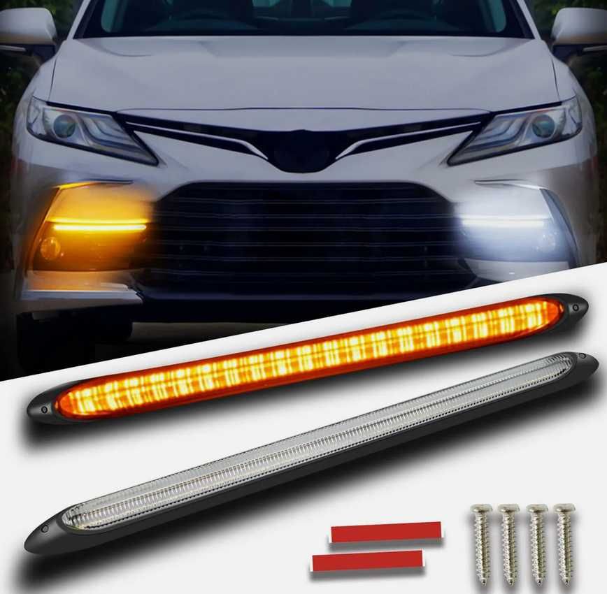 Дневни LED гъвкави светлини с бягащ мигач 23.5см - 2 броя. - снимка 1