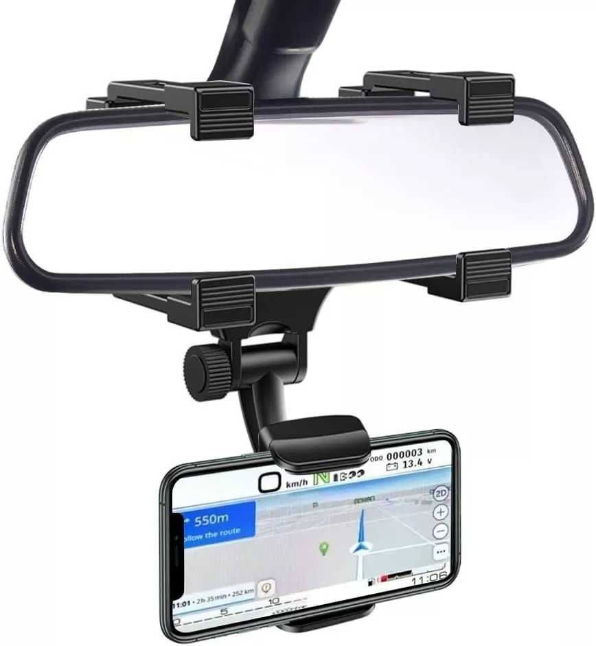 Поставка за телефон за огледало на автомобил 360° - въртяща. - снимка 1