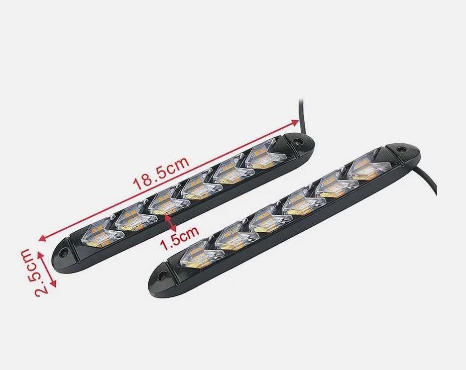 Дневни 6 LED светлини гъвкави с вграден бягащ мигач - 18.5см. 2 броя - снимка 3
