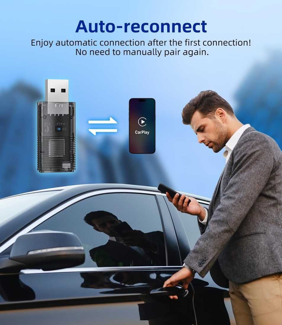 Мини WiFi Адаптер за безжична връзка с CarPlay / AndroidAuto. - снимка 6