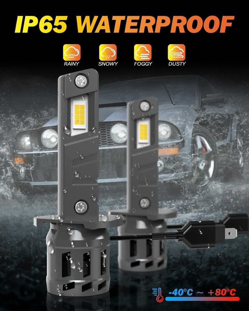 LED Диодни крушки за фарове- H1, DC9-18V, 10600LM, 6500K. - снимка 6