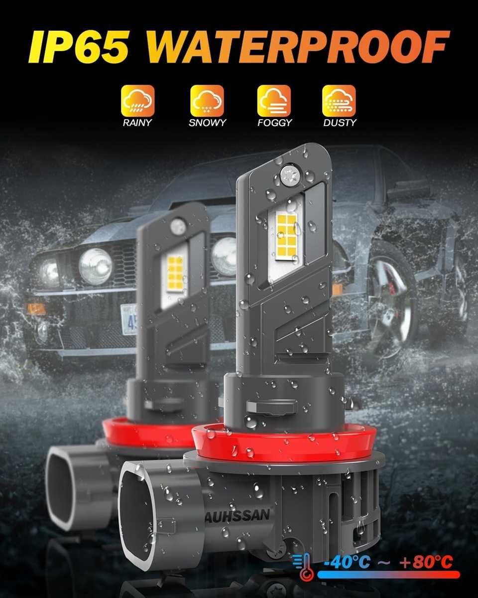 Диодни LED крушки за фарове H11 (H8/H9) 10600lm, 6500К. - снимка 5